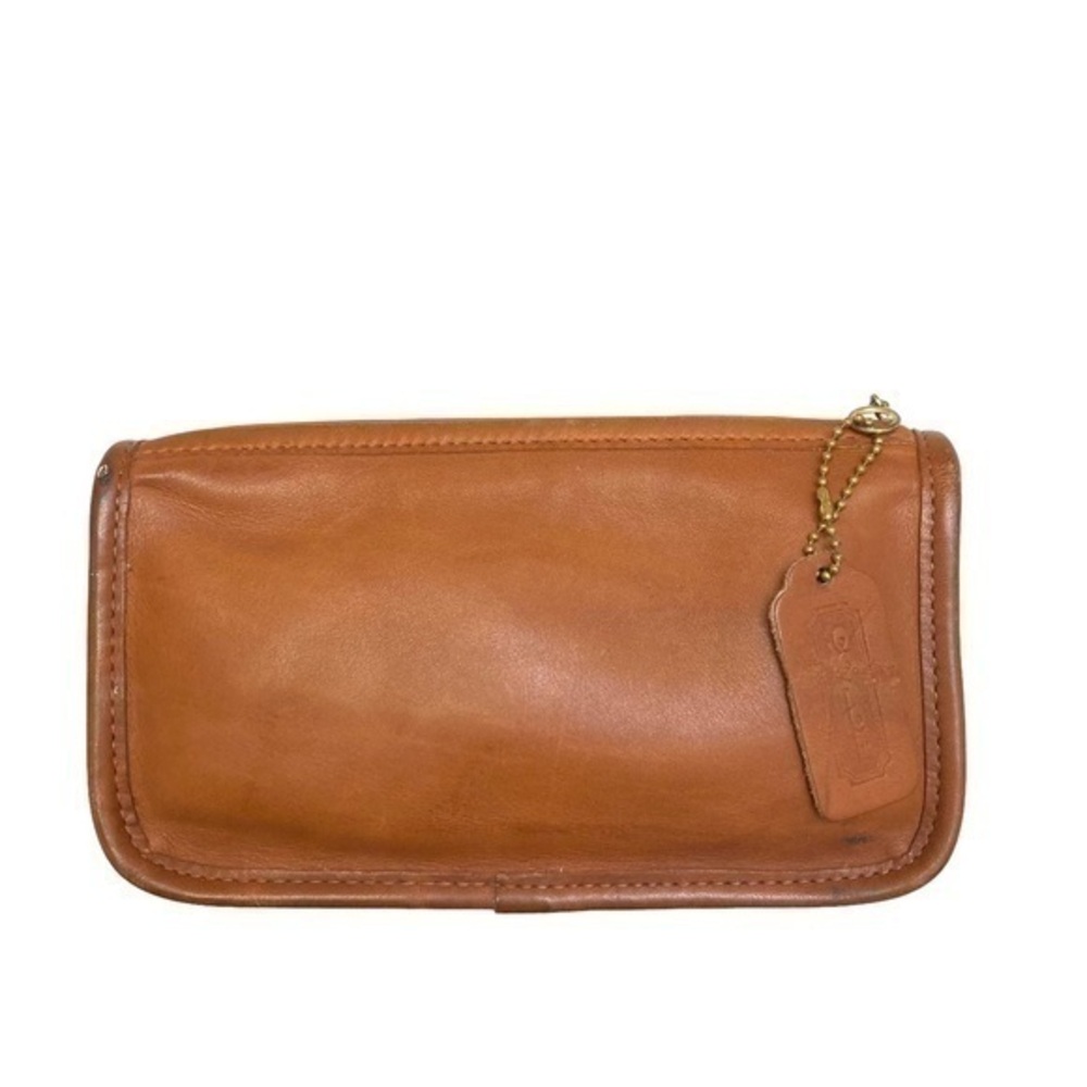 Coach vintage English tan leather chunky case clutch bag